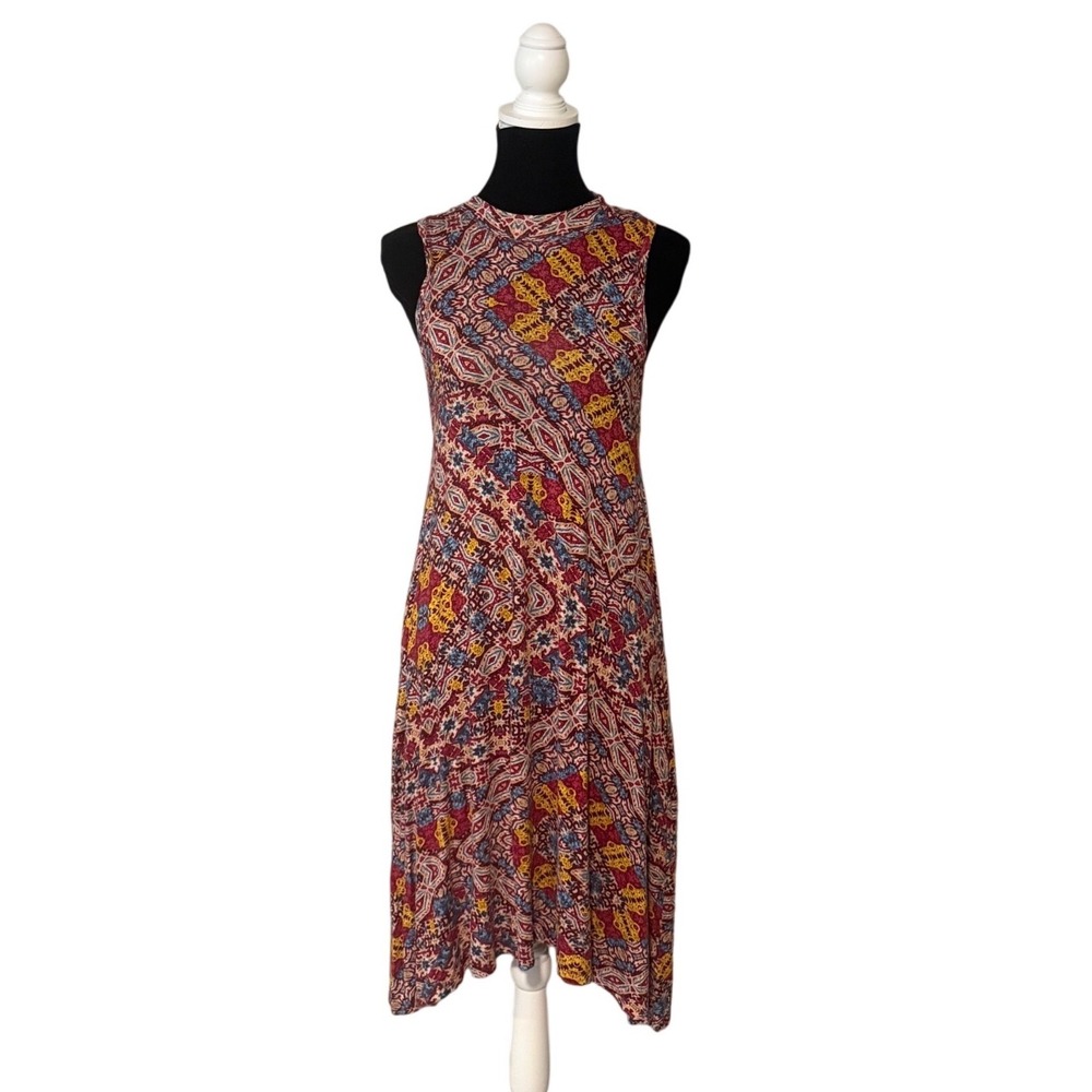 Anthropologie Maeve Sleeveless Mock Neck Kaleidoscope Print‎ Swing Dress Medium